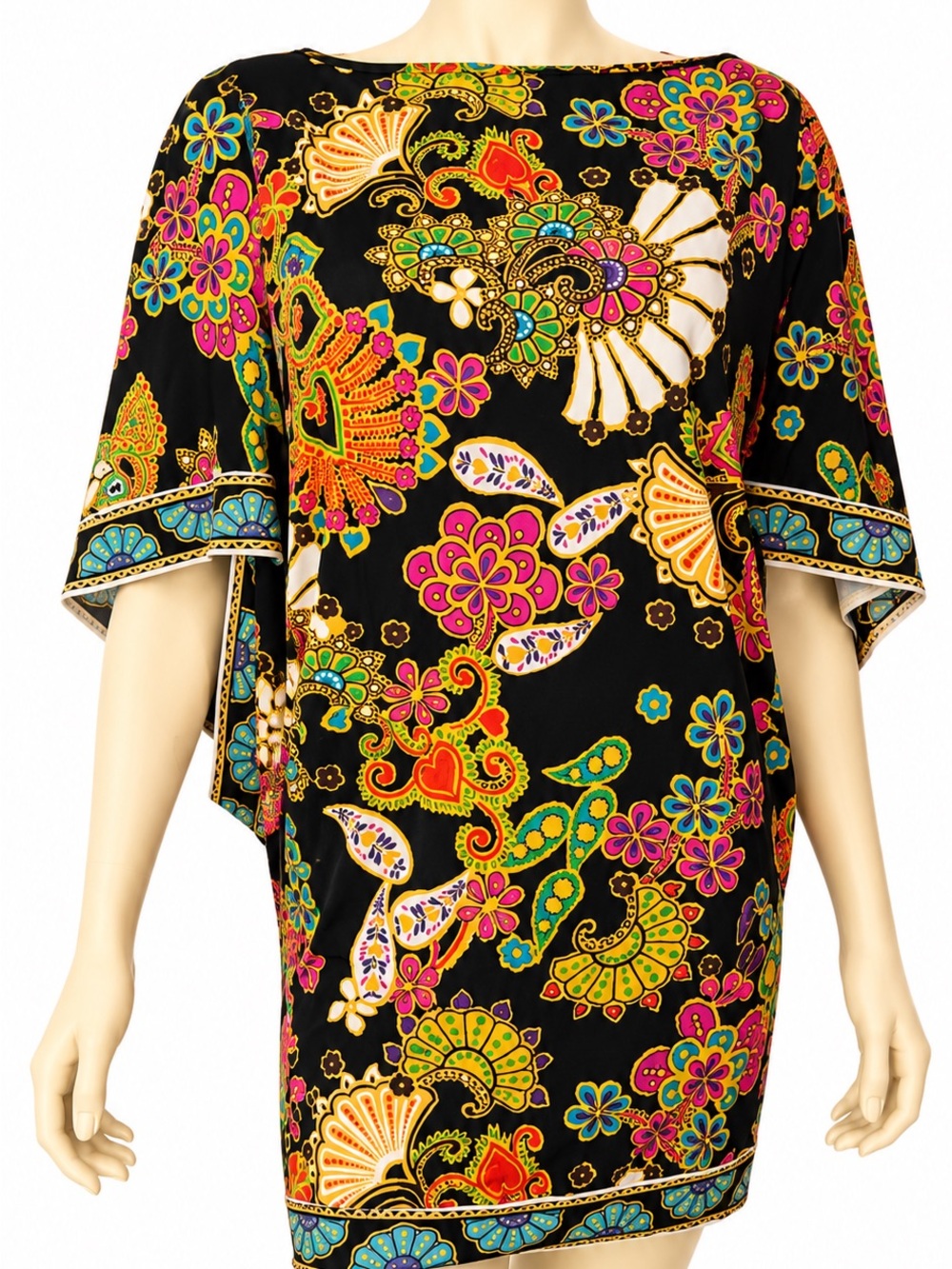 Trina Turk Black Multicolor Floral Paisley Dress